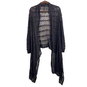 Vintage Moda Intl Brown Open Knit Mohair Wool Cardigan Boho Fairycore Size Small